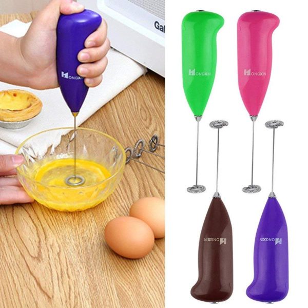 1pc Milk Drink Coffee Hand Whisk Mixer Electric Egg Beater Frother Foamer Mini Handle Stirrer Practical Kitchen Cooking Tool