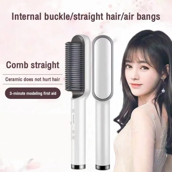 2-in-1 Hair Straightening Brush for Women