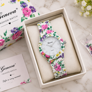 Floral Geneva Roman Numeral Quartz Watch