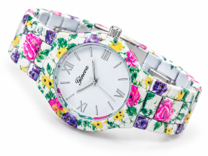 Floral Geneva Roman Numeral Quartz Watch for Women