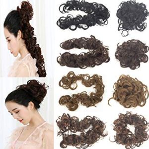 Synthetic Women Curly Bun Chignon Elastic Band Clip
