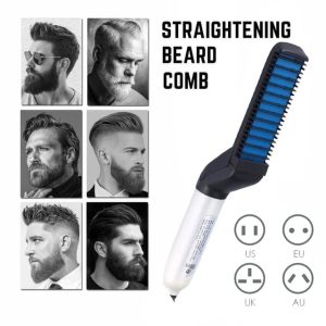 Multifunctional Hair Comb Brush Beard Straightener Styling Men Beard Comb