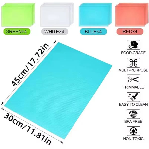 4PCS EVA Waterproof Refrigerator Liner Mat Washable