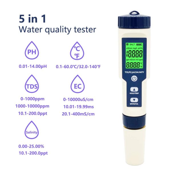 Digital 5 in 1 Water Quality Tester