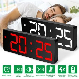 Digital Alarm Clock LED Screen Large Mirror Display