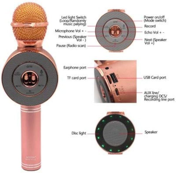 WS-668 USB Speaker Player KTV Singing Microphone Bluetooth Mic