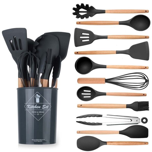 Silicone Non Stick Cooking Spoon Set 12pc in Random Color