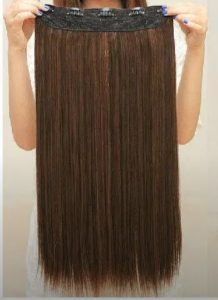 Dark Brown Straight Hair Extension Clip