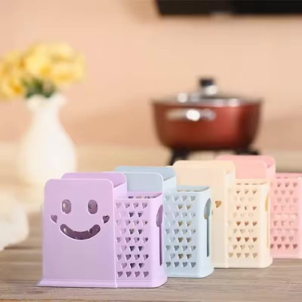 2 Portions Smiley Face Kitchen Cutlery Plastic Organiser