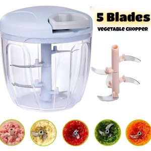 5 Blades Stainless Steel Manual Food Vegetable Chopper