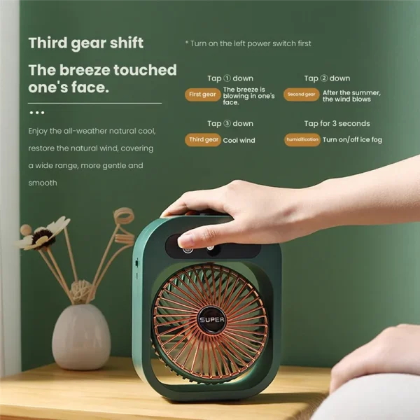 Mist Humidifer Table Fan with Level Adjustable
