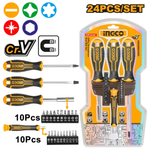 Screwdriver 24 Pcs Bits Set Ingco