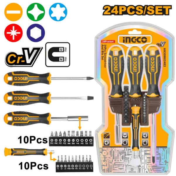 Screwdriver 24 Pcs Bits Set Ingco