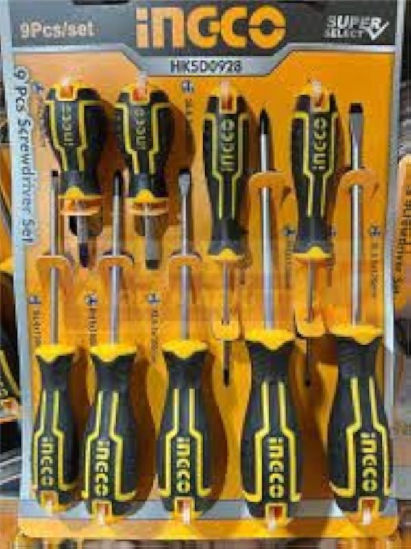 Screwdriver Set 9 Pcs Round Blade CRV Ingco