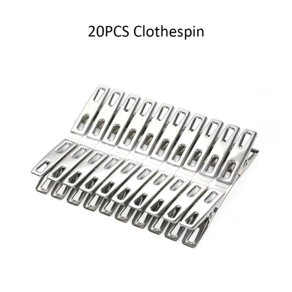 Pack of 20 Stainless Steel Clothes Clips