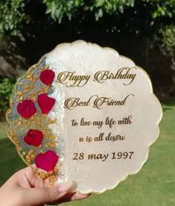 Resin Art Plate with Customized Name 5Inch