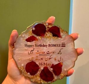 Resin Art Plate with Customized Name 5Inch