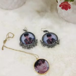 BTS Resin Art Earring And Neckless