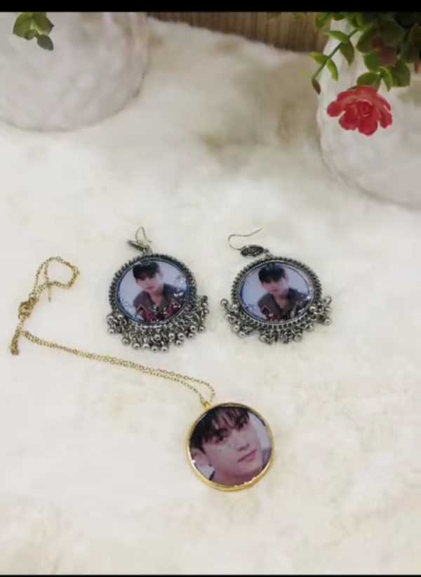 BTS Resin Art Earring And Neckless