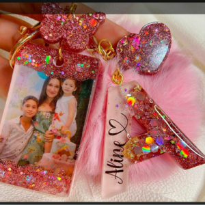 Customized Name Resin Keychain With Pic Set