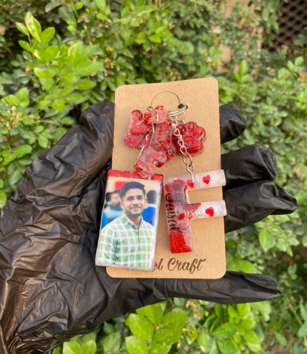 Customized Name Resin Keychain With Pic Set