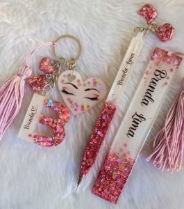 Keychain Alphabet Pan Bookmark ,Resin Custom Nama
