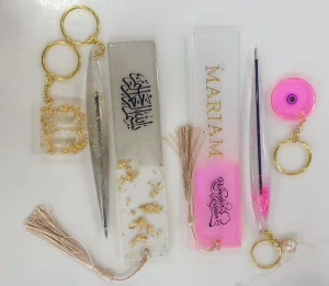 Keychain Alphabet Pan Bookmark ,Resin Custom Nama