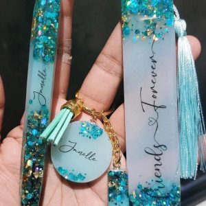 Keychain Alphabet Pan Bookmark ,Resin Custom Nama