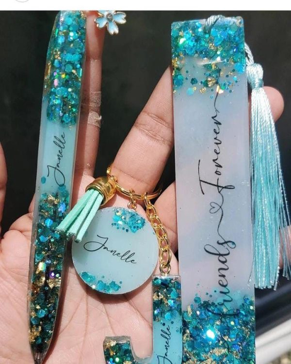 Keychain Alphabet Pan Bookmark ,Resin Custom Nama