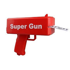Money Gun Cash Toy with 100 Fake Bills