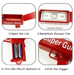 Money Gun Cash Toy with 100 Fake Bills