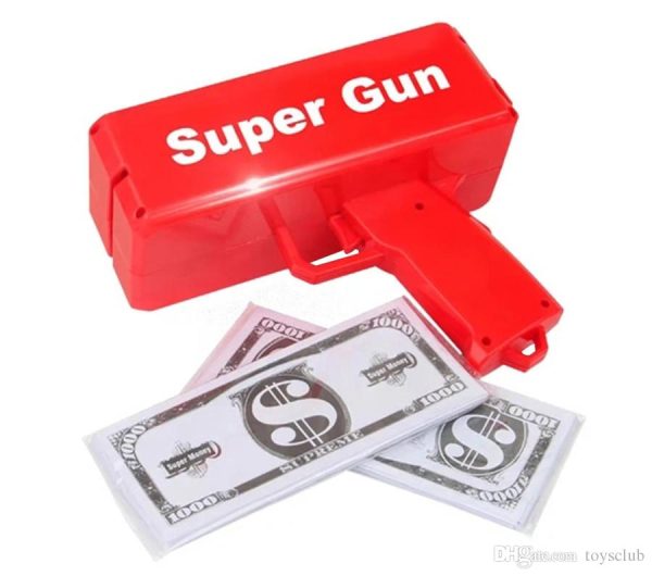 Money Gun Cash Toy with 100 Fake Bills