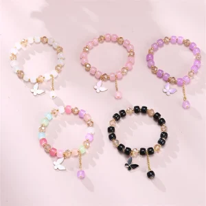 Pack of 3 Butterfly Bracelet Crystal Beads