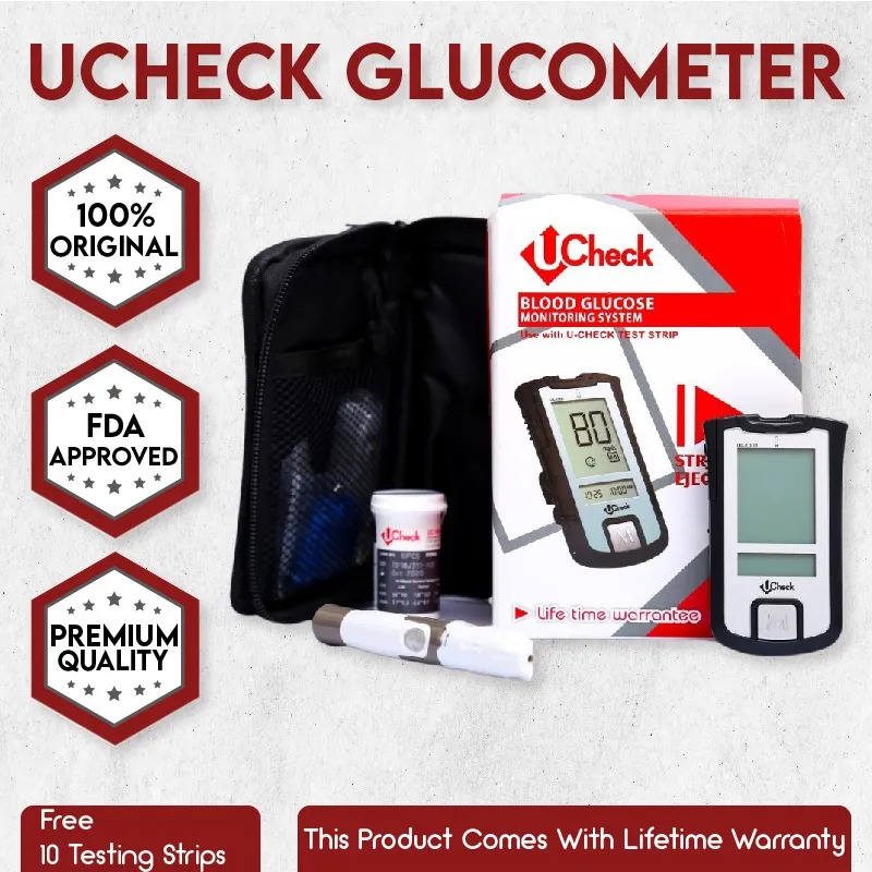 Ucheck Blood Glucose Test Meter Kit with 10 Free Strips - Image 2