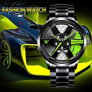 Watch with Car Wheel Rim Vacuum Plate Strap