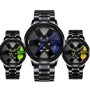 Watch with Car Wheel Rim Vacuum Plate Strap