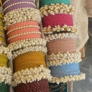 Velvet Bangles with Pearls Karay