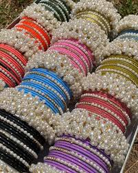 Velvet Bangles with Pearls Karay