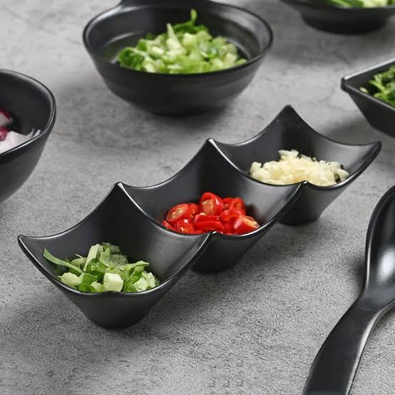Three Grid Dipping Tray For Sauces and Dips