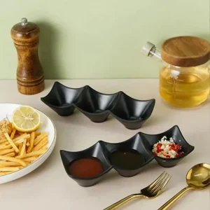 Three Grid Dipping Tray For Sauces and Dips