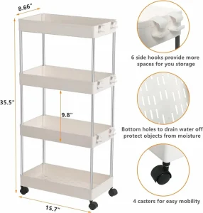 4 Layer Storage Cart With Rolling Wheels