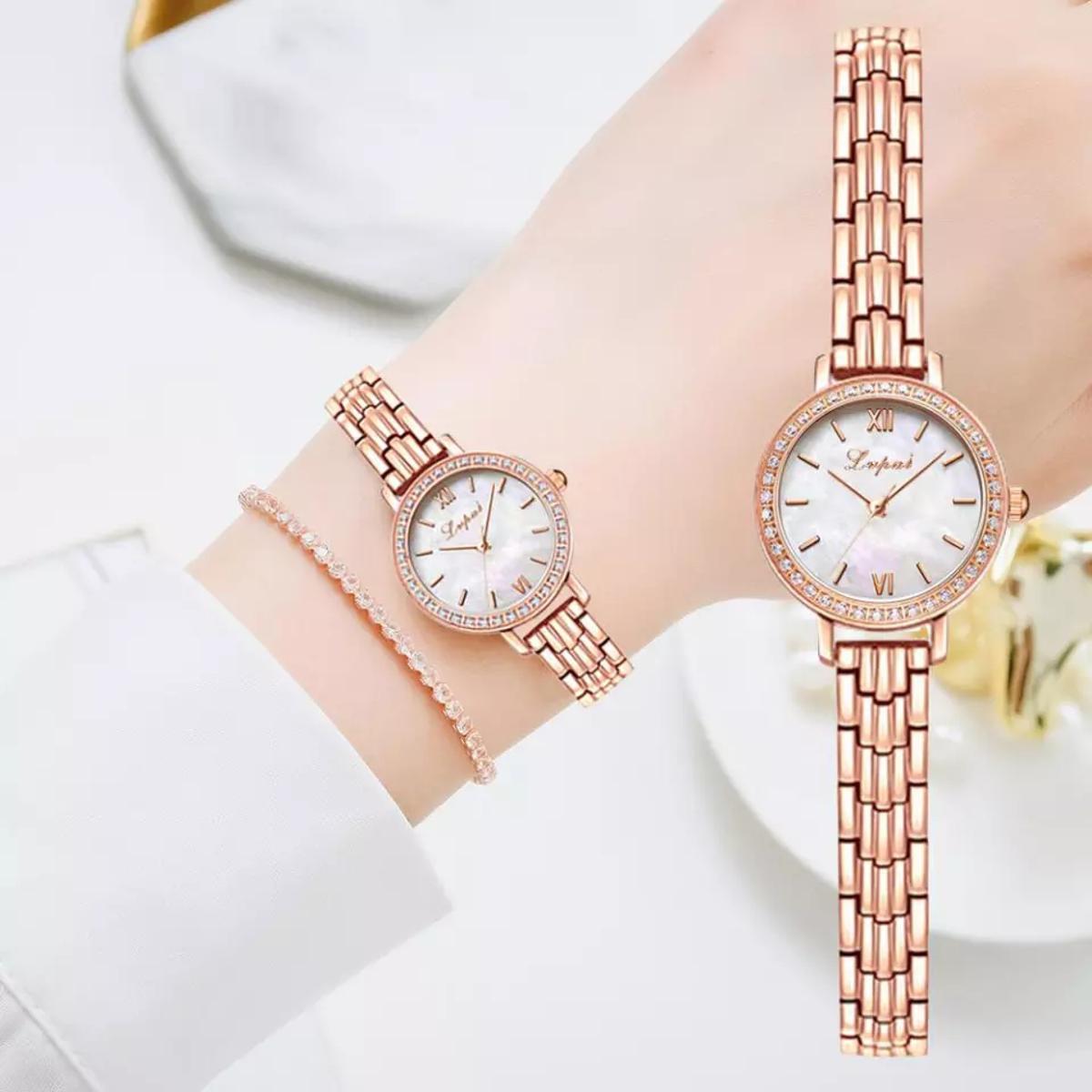 Ladies golden stone watch
