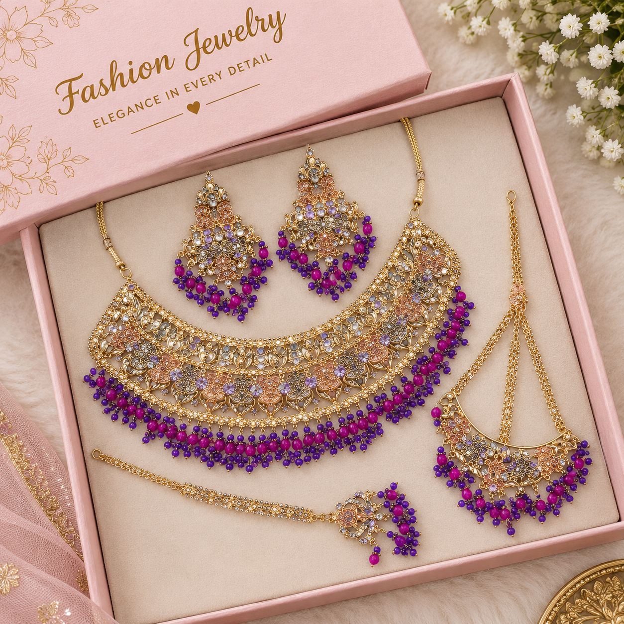 Elegant Purple Bridal Jewelry Gift Set