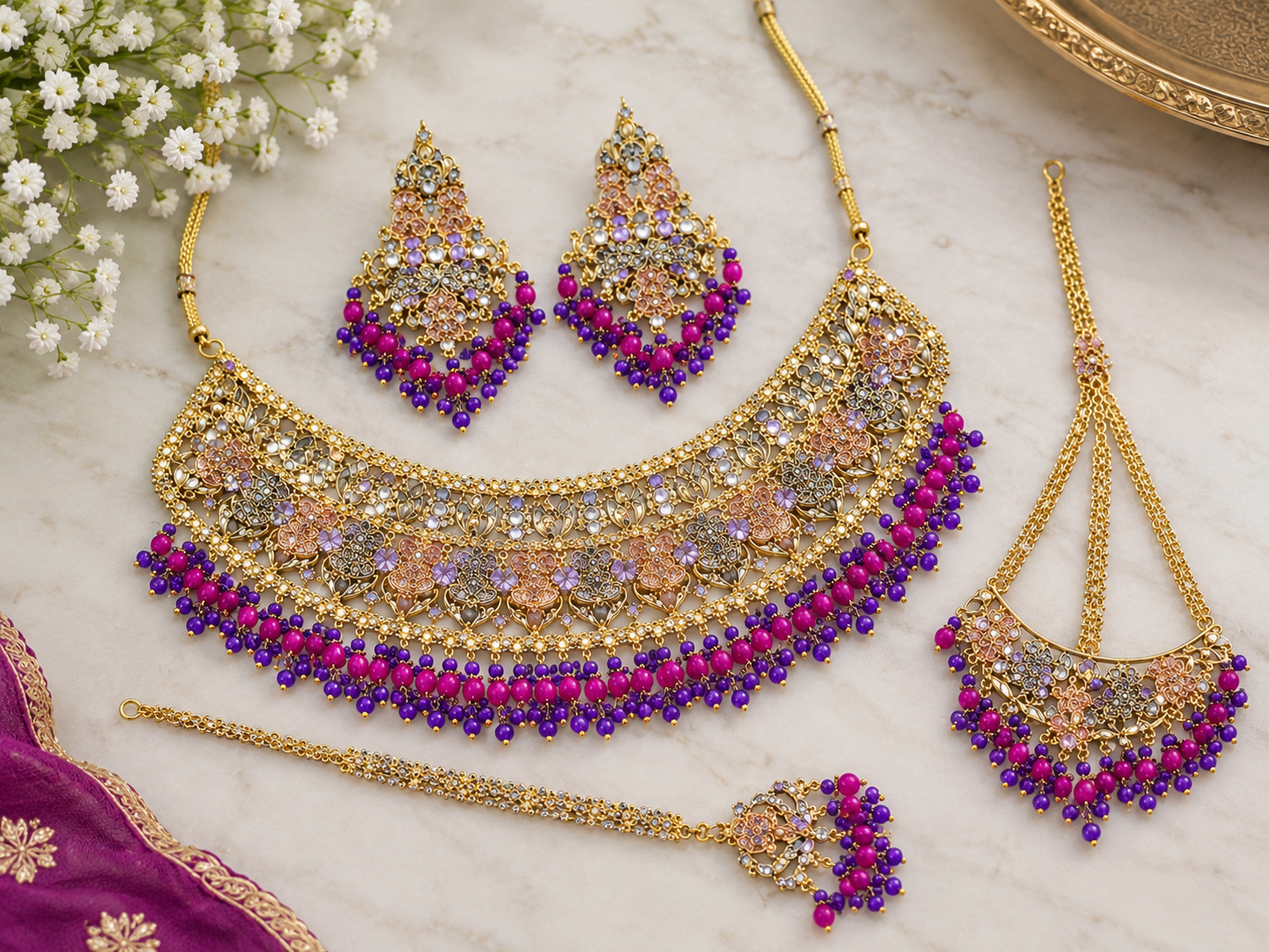Elegant Purple Bridal Jewelry Gift Set