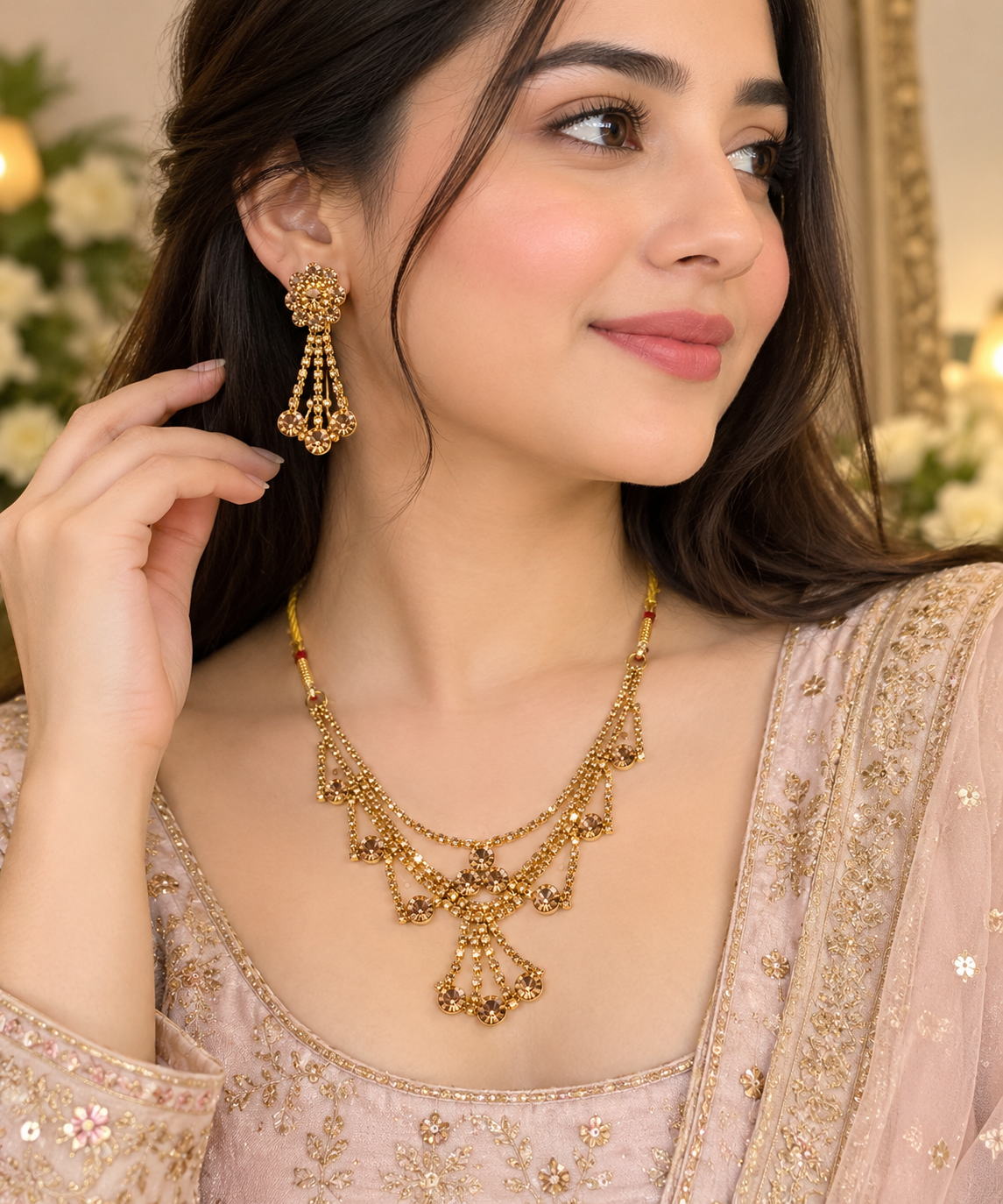 Buy the Best Quality Golden Floral Jewelry Set New Design in Pakistan at DayShop.pk. Most Affordable Price With Fast Shipping in All Over Pakistan
